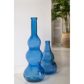 Jarrón esférico de cristal azul 26,5 x 26,5 x 75 cm