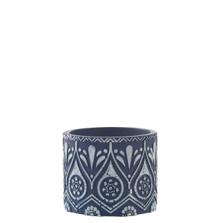 Bougie dans pot en céramique bleu 10.5x10.5x8.5 cm