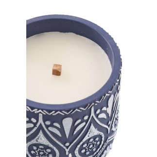Bougie dans pot en céramique bleu 10.5x10.5x8.5 cm