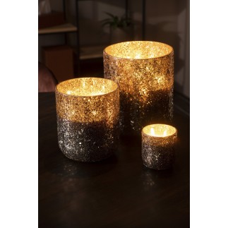 Candela profumata 80H in portacandele in vetro bronzo 17x17x20 cm
