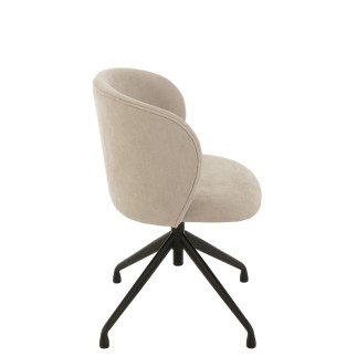 Chaise réglable en velours beige 56x48x48cm