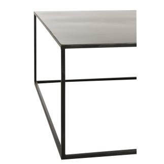 Table de salon carrée en métal noir 80x80x30 cm
