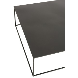 Table de salon carrée en métal noir 80x80x30 cm