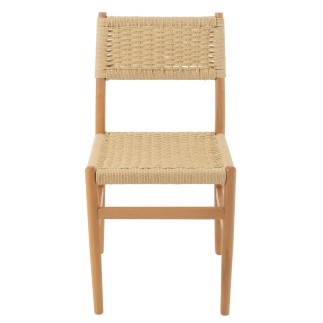 Fauteuil lap en hêtre et corde naturel 50x46x87 cm