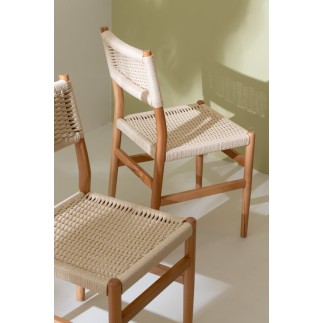 Sillón tipo lap de haya y cuerda natural, 50 x 46 x 87 cm