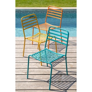 Cadeira de jardim em metal azul 50x56x81 cm