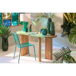 Cadeira de jardim em metal azul 50x56x81 cm