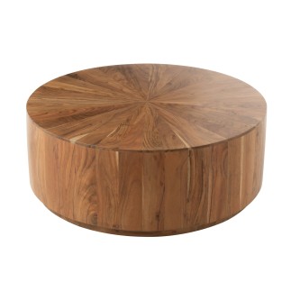 Mesa de centro redonda em madeira de acácia 90x90x35 cm