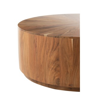 Mesa de centro redonda em madeira de acácia 90x90x35 cm
