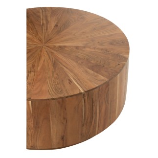 Mesa de centro redonda de madera de acacia 90x90x35 cm