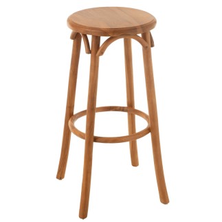 Tabouret de bar en bois de teck beige 35x35x75 cm