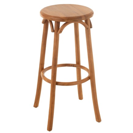Banco de bar em madeira de teca bege 35x35x75 cm