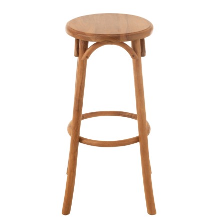 Taburete de bar de madera de teca beige, 35 x 35 x 75 cm