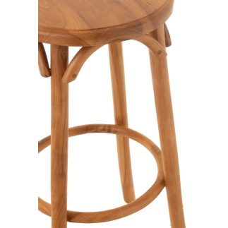 Banco de bar em madeira de teca bege 35x35x75 cm