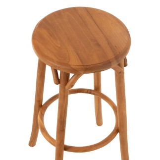 Banco de bar em madeira de teca bege 35x35x75 cm