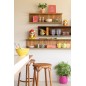 Banco de bar em madeira de teca bege 35x35x75 cm Banco de bar em madeira de teca bege 35x35x75 cm