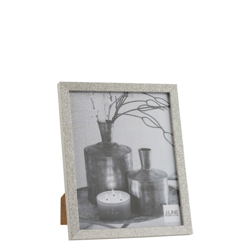 Cadre photo 22x27 cm pailleté en bois et argent pour photo 20x25 Cadre photo 22x27 cm pailleté en bois et argent pour photo 20x25