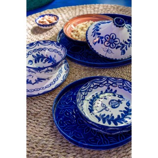 Plat à tajine en céramique bleu foncé 20x20x28 cm