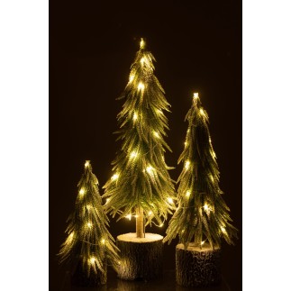 Sapin de Noël artificiel à led en plastique vert 13x13x60 cm