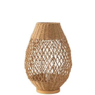 Lampada da tavolo in metallo e legno beige 38x38x54.5 cm