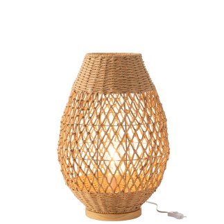 Lampada da tavolo in metallo e legno beige 38x38x54.5 cm