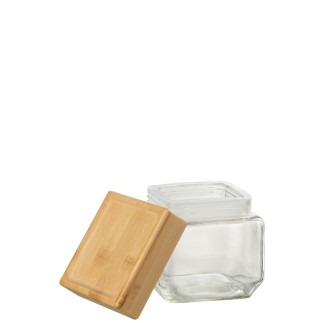 Pot en verre transparent 11x11x11 cm