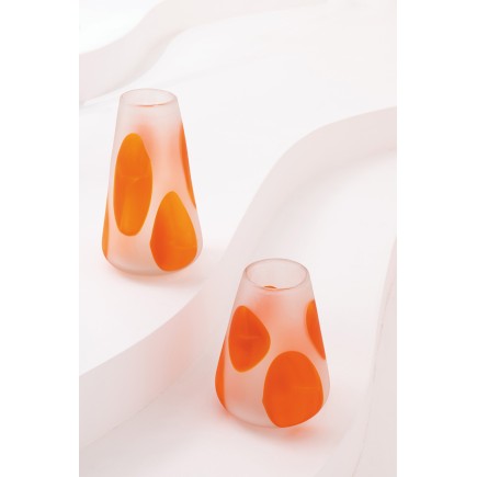 Photophore ou vase en verre orange 21x21x28.5 cm