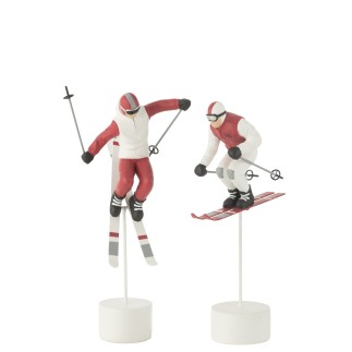 Skieurs en polyrésine multicouleur 21.5x9.5x36.5 cm (Vendu Min. x2)