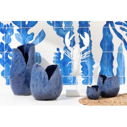 Jarrón de cerámica azul 20 x 19 x 19,5 cm