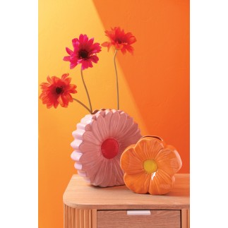 Vase « Fleur » en porcelaine rose 26.5x9x26.5 cm