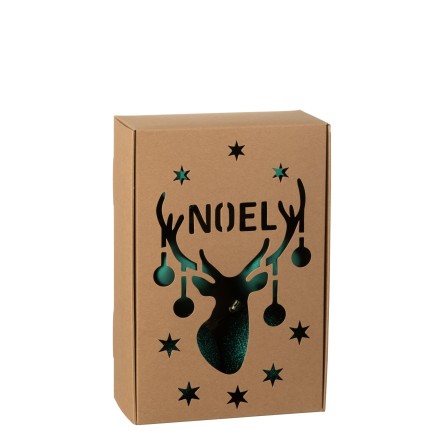 Caja de 6 adornos navideños de plástico verde D.8 cm
