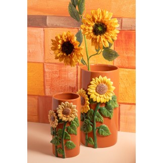 Vase en céramique jaune et marron 11,3x21,7x11,3 cm