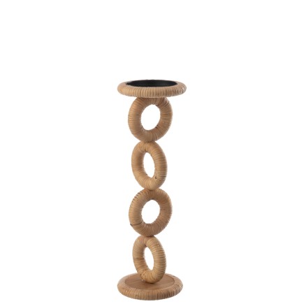 Candelabro anillo de madera beige 14x14x45 cm
