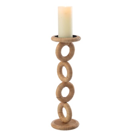 Candelabro anillo de madera beige 14x14x45 cm