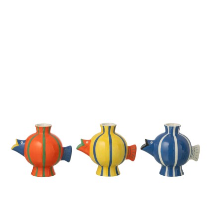 Jarrón de cerámica azul 21,6 x 13,4 x 17 cm