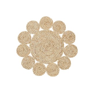 Set de table rond en fleur en bois naturel 36x36x1 cm
