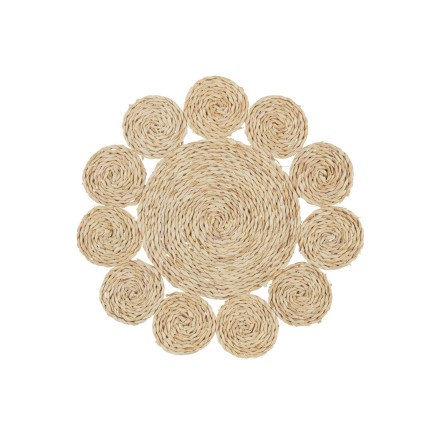 Set de table rond en fleur en bois naturel 36x36x1 cm
