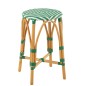 Sgabello da bar in rattan beige e verde 38x38x65 cm Sgabello da bar in rattan beige e verde 38x38x65 cm