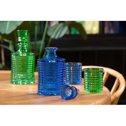 Caraffa in vetro rigato blu, 25 x 11,1 cm