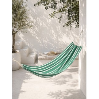 Hamac à rayures en polyester vert 200x100 cm
