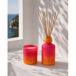 Bougie parfumée en cire orange et rose 10,5x14x10,5 cm