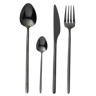Conjunto de 24 talheres em aço inoxidável preto brilhante