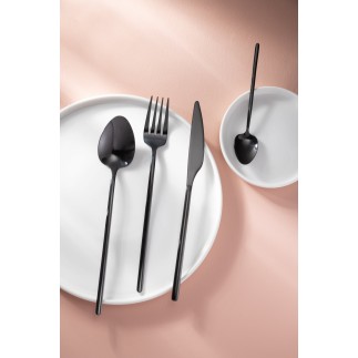 Conjunto de 24 talheres em aço inoxidável preto brilhante