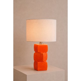 Lámpara de mesa de cristal naranja 32 x 32 x 62 cm