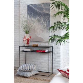 Consola rectangular de metal negro 105x35x85 cm
