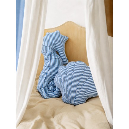 Cuscino in poliestere blu e bianco, 58 x 27 x 5 cm