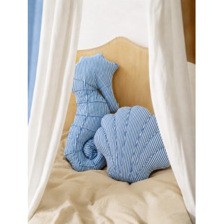 Housse de coussin en polyester bleu et blanc 37x5x30 cm