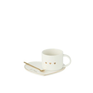Mug avec cuillère en céramique blanc 16*14.2*7.5 cm