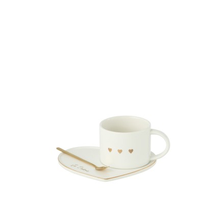 Mug avec cuillère en céramique blanc 16*14.2*7.5 cm