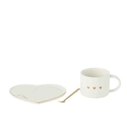 Mug avec cuillère en céramique blanc 16*14.2*7.5 cm